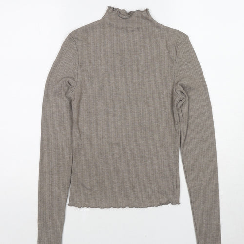 NEXT Womens Brown High Neck Polyester Pullover Jumper Size S - Lettuce Hem