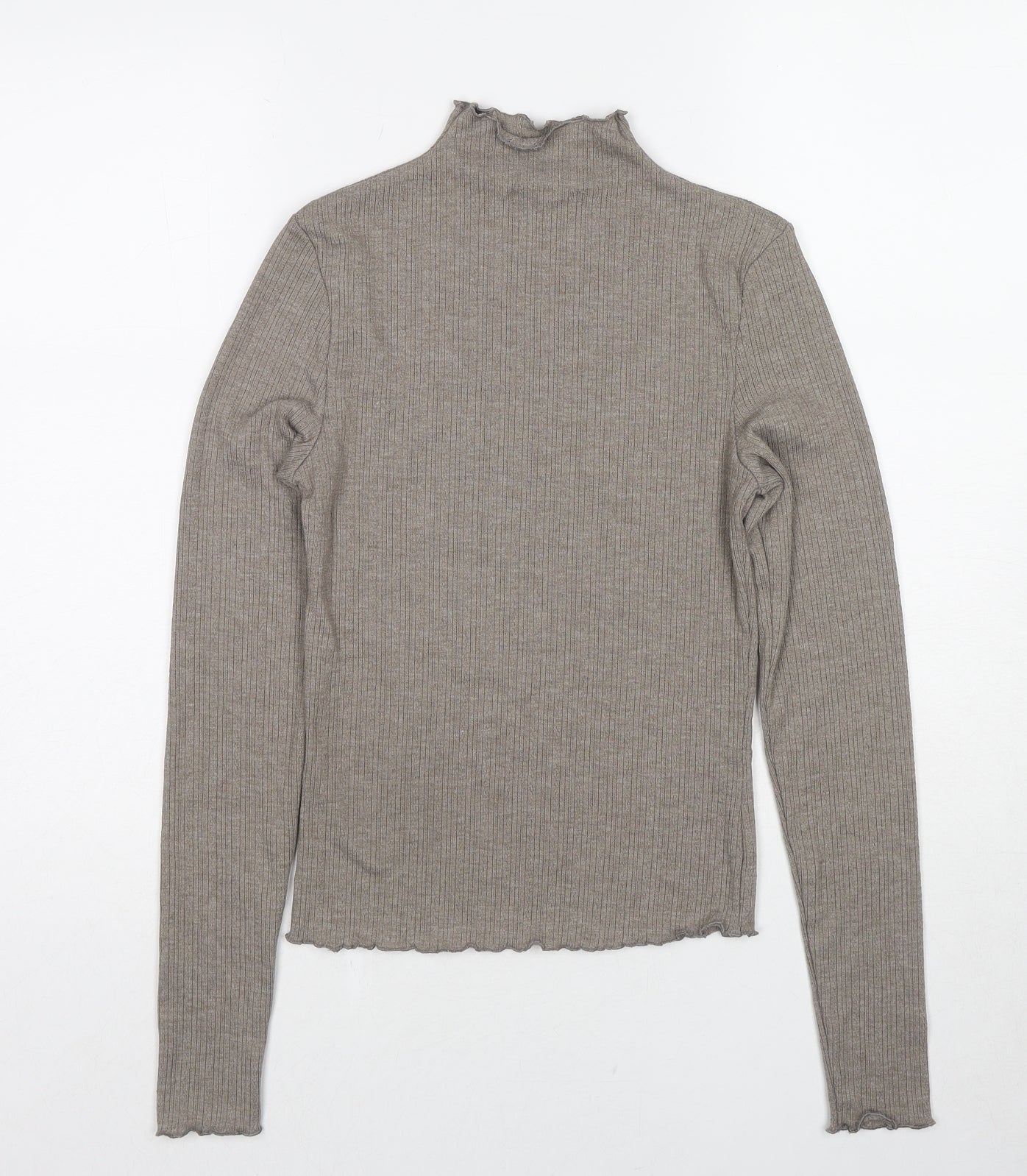 NEXT Womens Brown High Neck Polyester Pullover Jumper Size S - Lettuce Hem