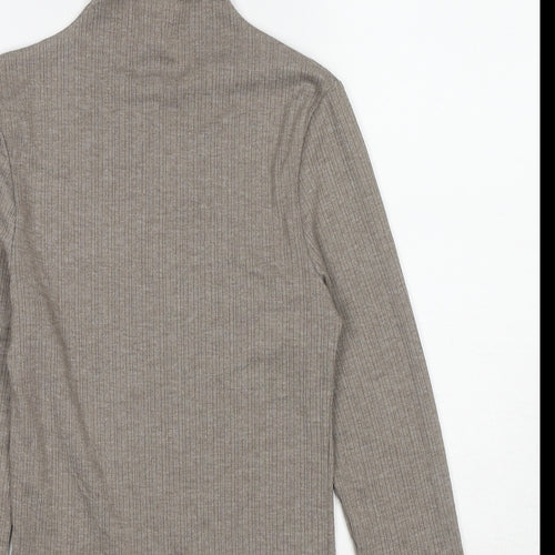 NEXT Womens Brown High Neck Polyester Pullover Jumper Size S - Lettuce Hem