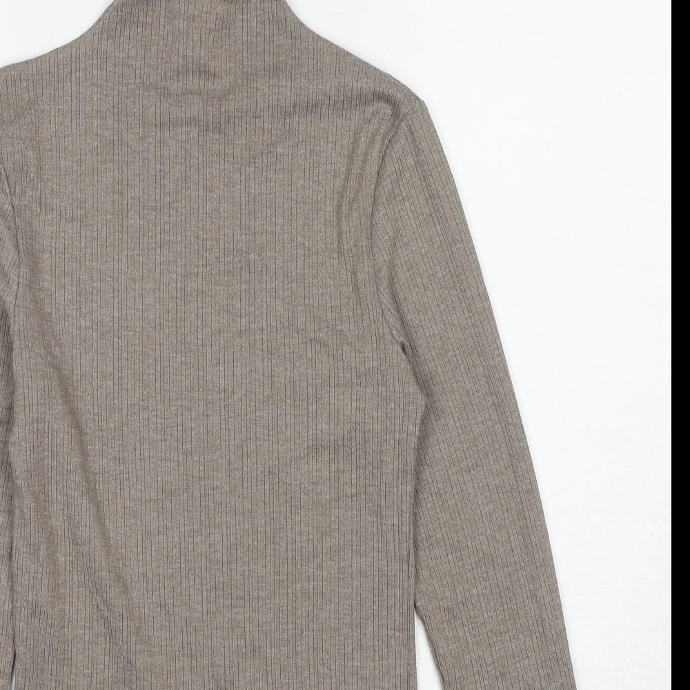 NEXT Womens Brown High Neck Polyester Pullover Jumper Size S - Lettuce Hem