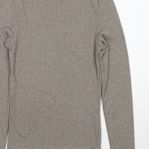 NEXT Womens Brown High Neck Polyester Pullover Jumper Size S - Lettuce Hem