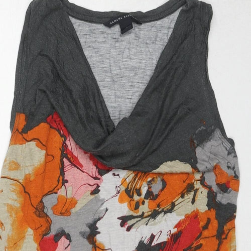 Banana Republic Womens Grey Geometric Viscose Basic Tank Size S Cowl Neck