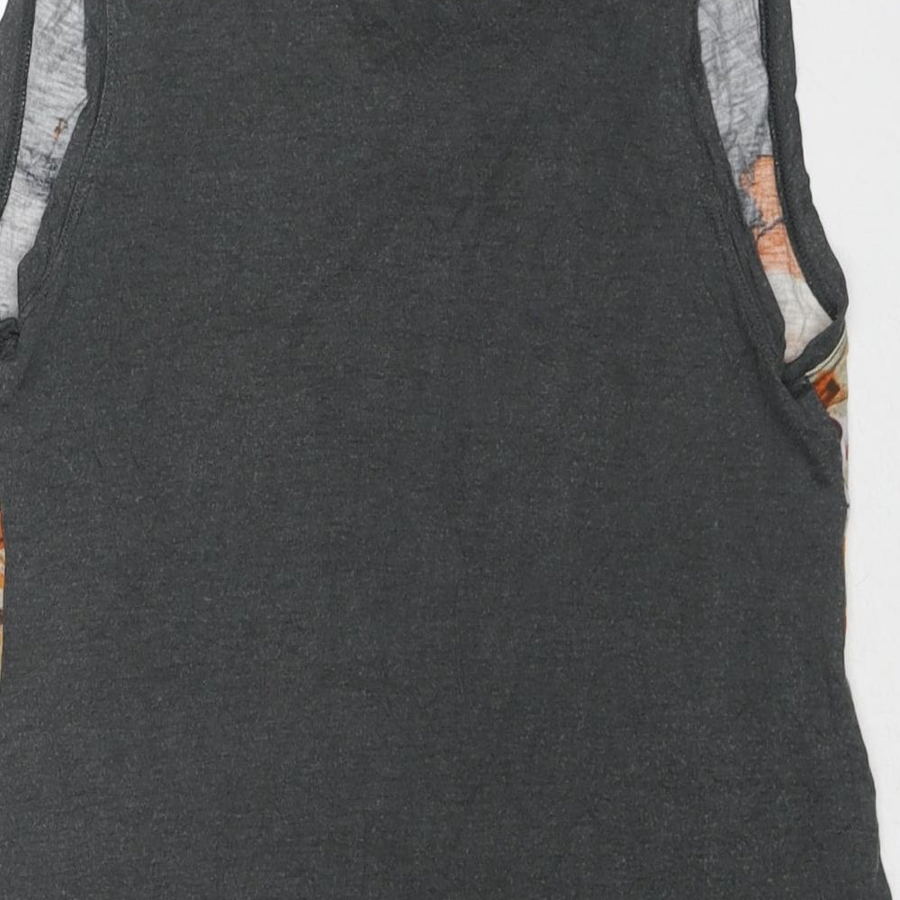 Banana Republic Womens Grey Geometric Viscose Basic Tank Size S Cowl Neck