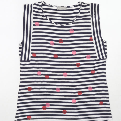 Maria Bellentani Womens Blue Geometric Viscose Basic Tank Size 14 Round Neck