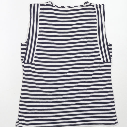 Maria Bellentani Womens Blue Geometric Viscose Basic Tank Size 14 Round Neck