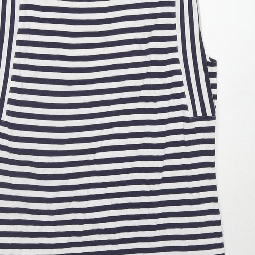 Maria Bellentani Womens Blue Geometric Viscose Basic Tank Size 14 Round Neck