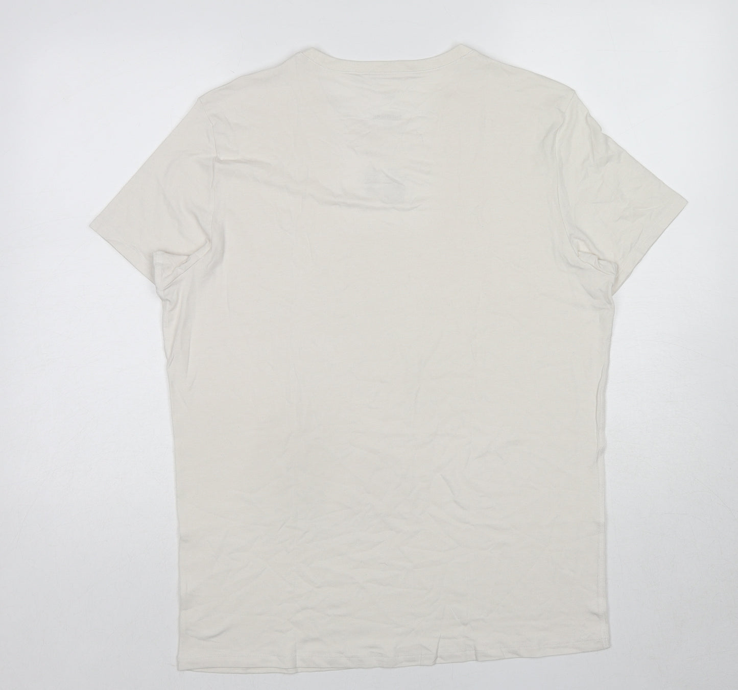 Marks and Spencer Mens White Acrylic T-Shirt Size L Round Neck