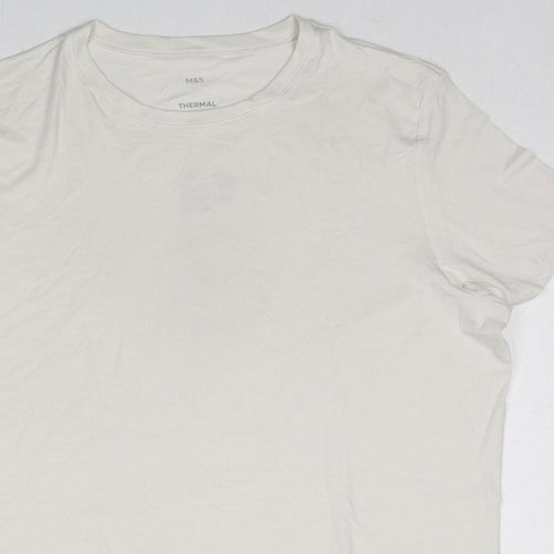 Marks and Spencer Mens White Acrylic T-Shirt Size L Round Neck