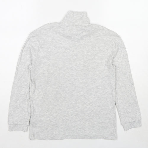 Marks and Spencer Girls Grey Cotton Basic T-Shirt Size 10-11 Years High Neck Pullover