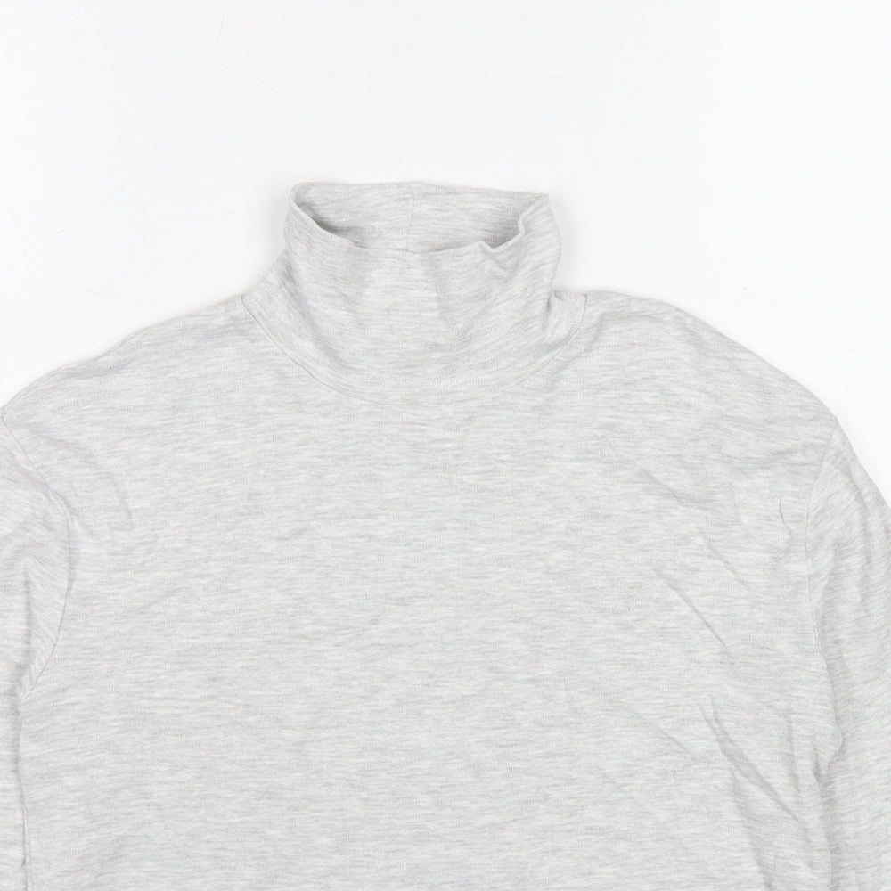 Marks and Spencer Girls Grey Cotton Basic T-Shirt Size 10-11 Years High Neck Pullover