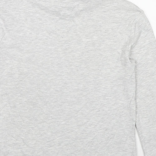 Marks and Spencer Girls Grey Cotton Basic T-Shirt Size 10-11 Years High Neck Pullover