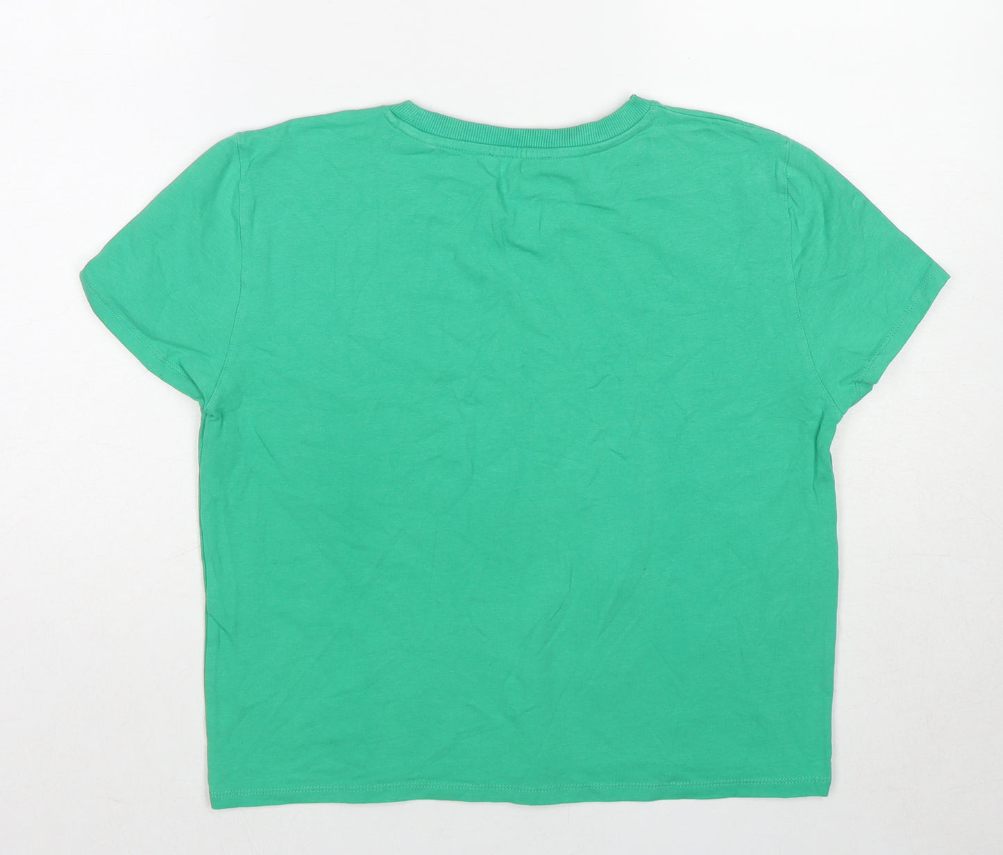 Zara Womens Green Cotton Basic T-Shirt Size L Round Neck - I'm Not a Luxury T-Shirt
