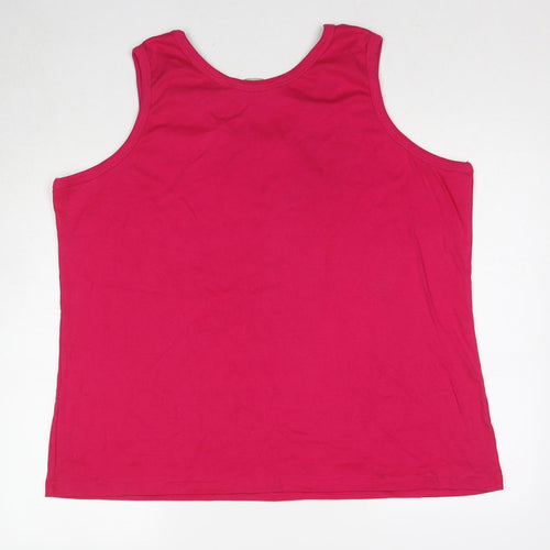 Anthology Womens Pink Cotton Basic Tank Size 28 Round Neck - Size 28-30