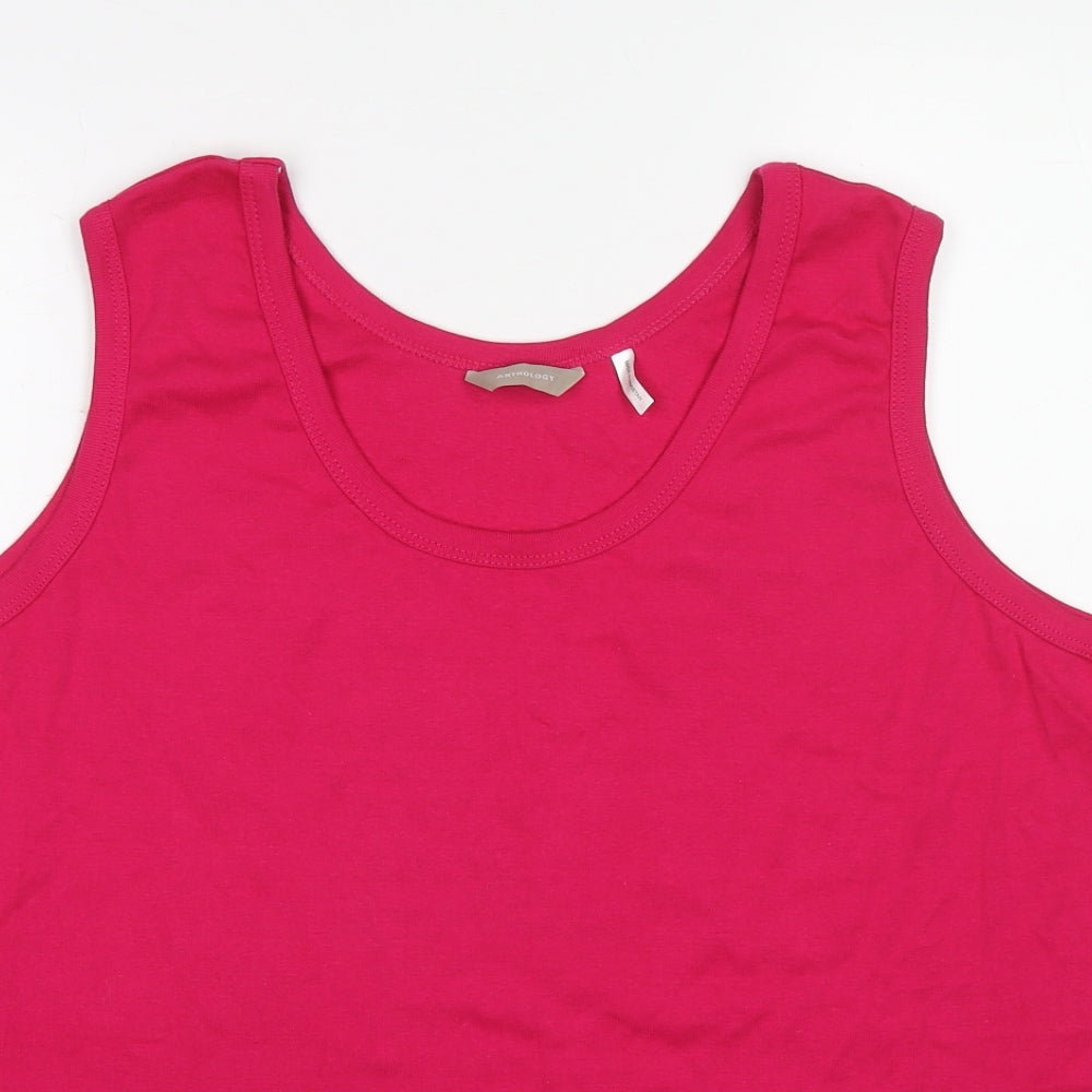 Anthology Womens Pink Cotton Basic Tank Size 28 Round Neck - Size 28-30