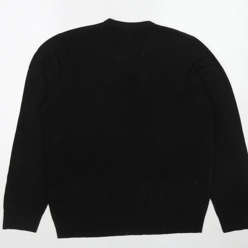 Marks and Spencer Mens Black V-Neck Acrylic Pullover Jumper Size M Long Sleeve