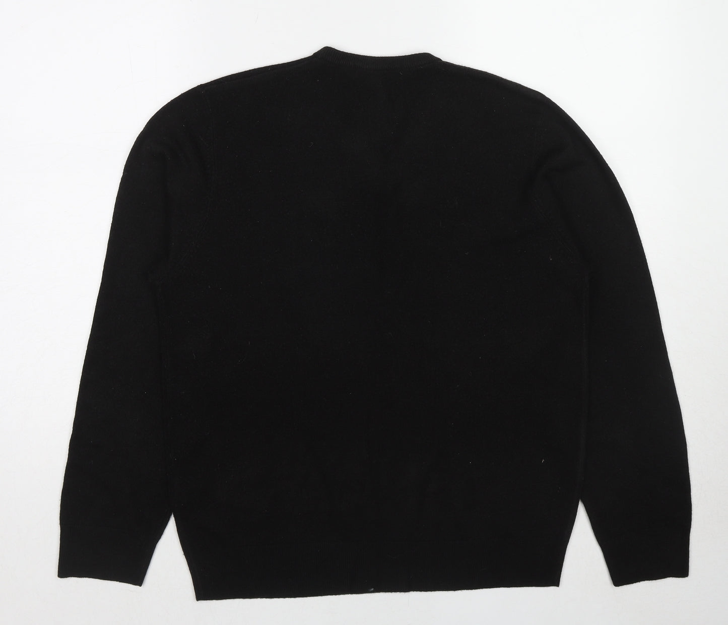 Marks and Spencer Mens Black V-Neck Acrylic Pullover Jumper Size M Long Sleeve