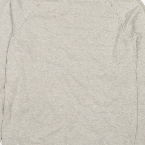 JACK & JONES Mens Beige Round Neck Cotton Pullover Jumper Size S Long Sleeve