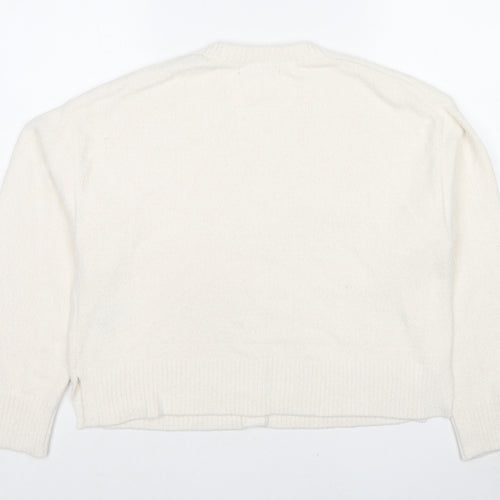 Marks and Spencer Womens White V-Neck Polyamide Cardigan Jumper Size M