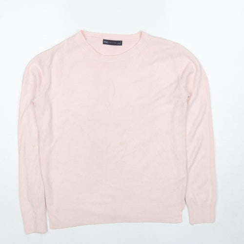 Marks and Spencer Womens Pink Round Neck Acrylic Pullover Jumper Size 8