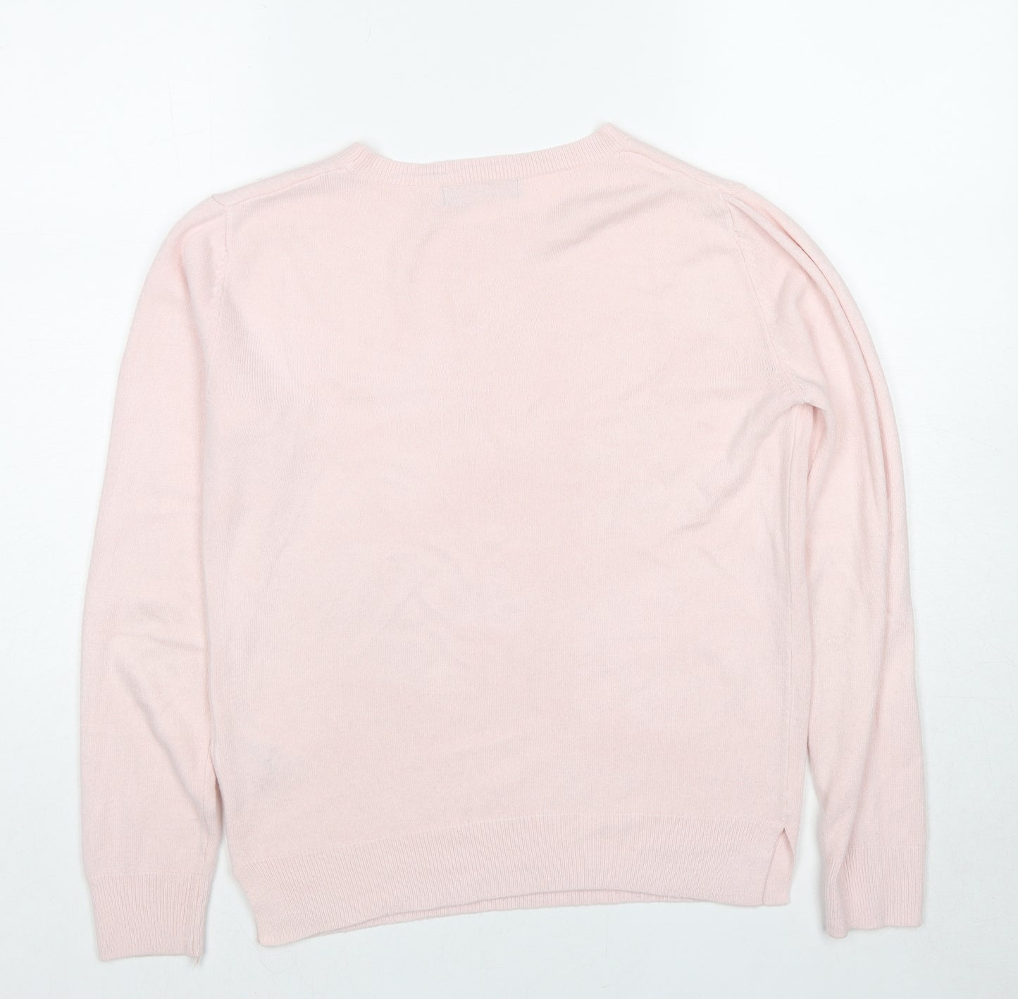 Marks and Spencer Womens Pink Round Neck Acrylic Pullover Jumper Size 8