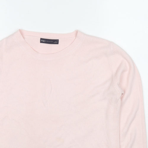Marks and Spencer Womens Pink Round Neck Acrylic Pullover Jumper Size 8