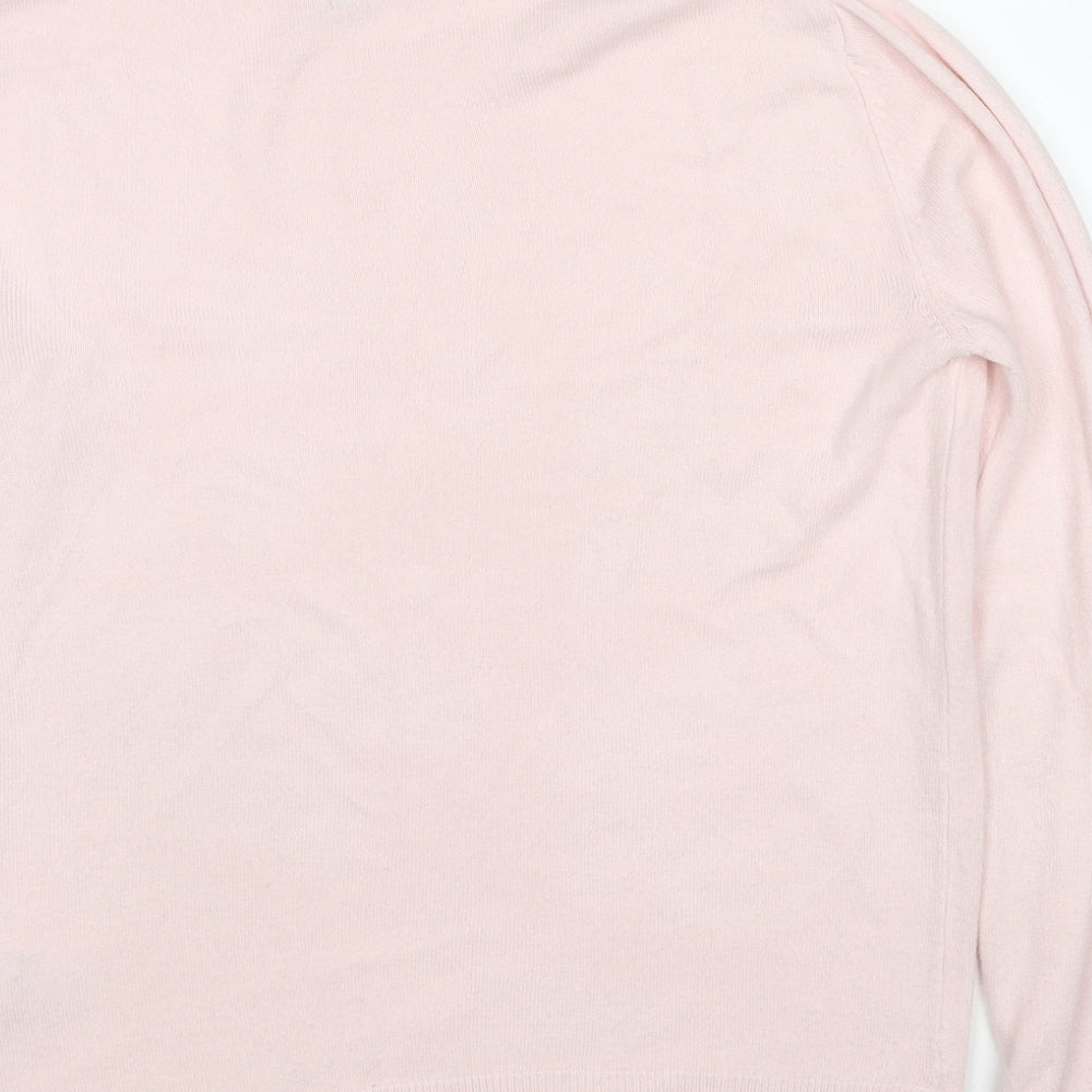 Marks and Spencer Womens Pink Round Neck Acrylic Pullover Jumper Size 8