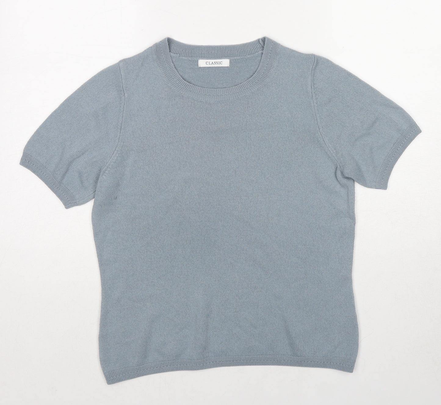 Marks and Spencer Womens Blue Acrylic Basic T-Shirt Size 12 Round Neck
