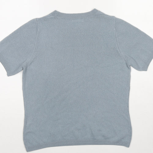 Marks and Spencer Womens Blue Acrylic Basic T-Shirt Size 12 Round Neck