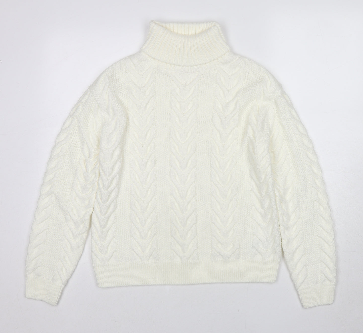 Marks and Spencer Womens Ivory Roll Neck Acrylic Pullover Jumper Size S