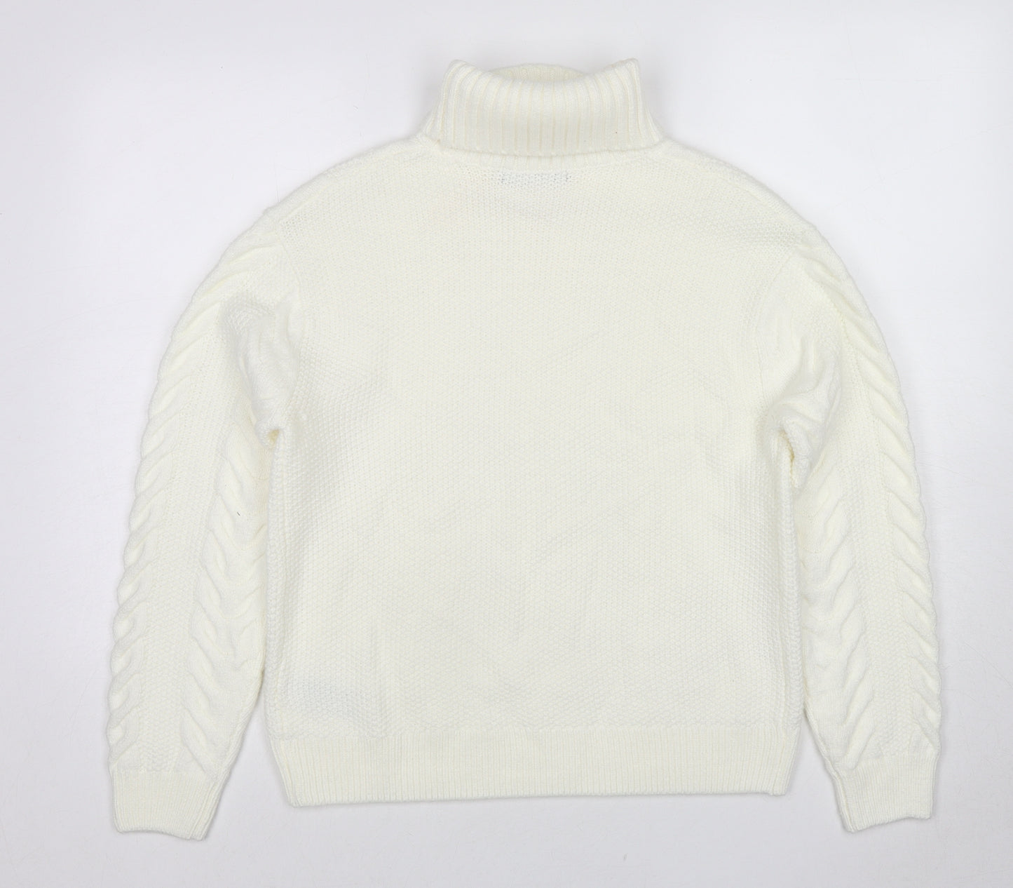 Marks and Spencer Womens Ivory Roll Neck Acrylic Pullover Jumper Size S