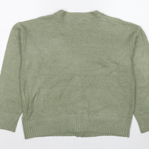 Marks and Spencer Womens Green V-Neck Polyester Cardigan Jumper Size L