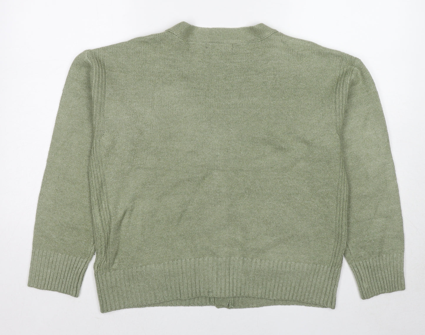 Marks and Spencer Womens Green V-Neck Polyester Cardigan Jumper Size L