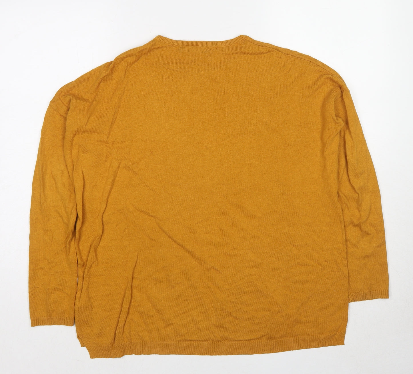 Zara Womens Yellow Round Neck Cotton Pullover Jumper Size S