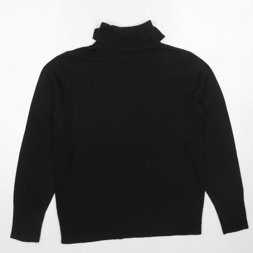 Marks and Spencer Womens Black Roll Neck Acrylic Pullover Jumper Size 12