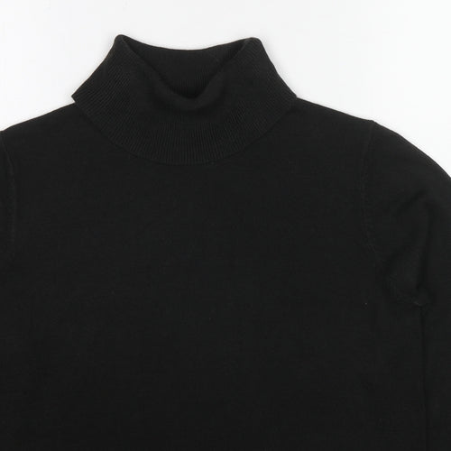 Marks and Spencer Womens Black Roll Neck Acrylic Pullover Jumper Size 12