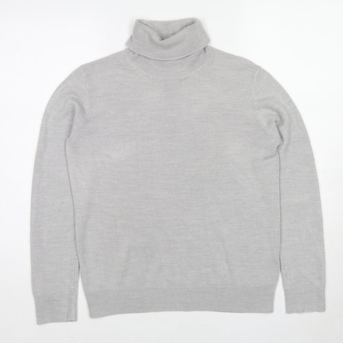 Marks and Spencer Womens Grey Roll Neck Acrylic Pullover Jumper Size 12