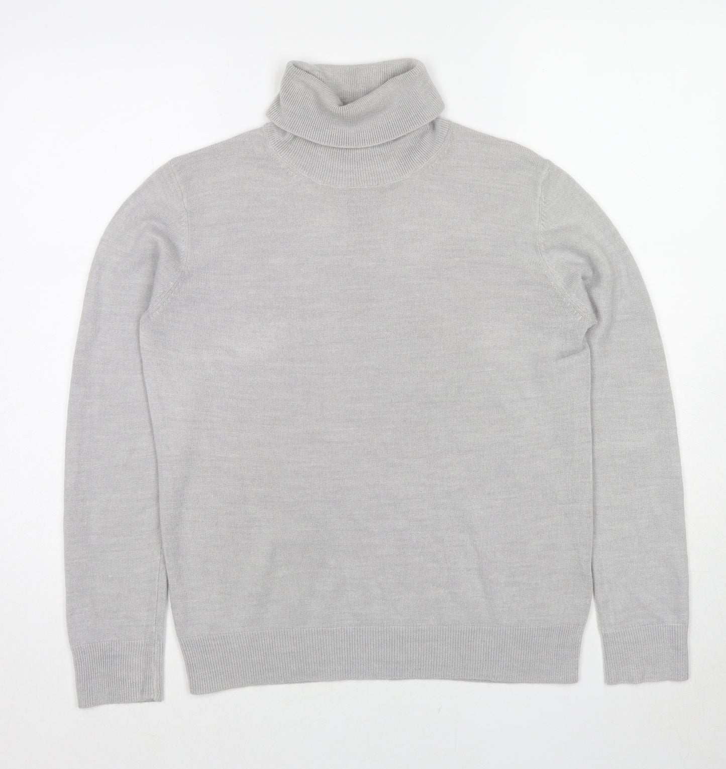 Marks and Spencer Womens Grey Roll Neck Acrylic Pullover Jumper Size 12