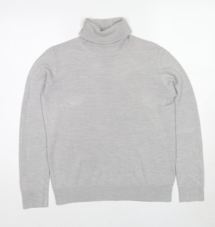 Marks and Spencer Womens Grey Roll Neck Acrylic Pullover Jumper Size 12