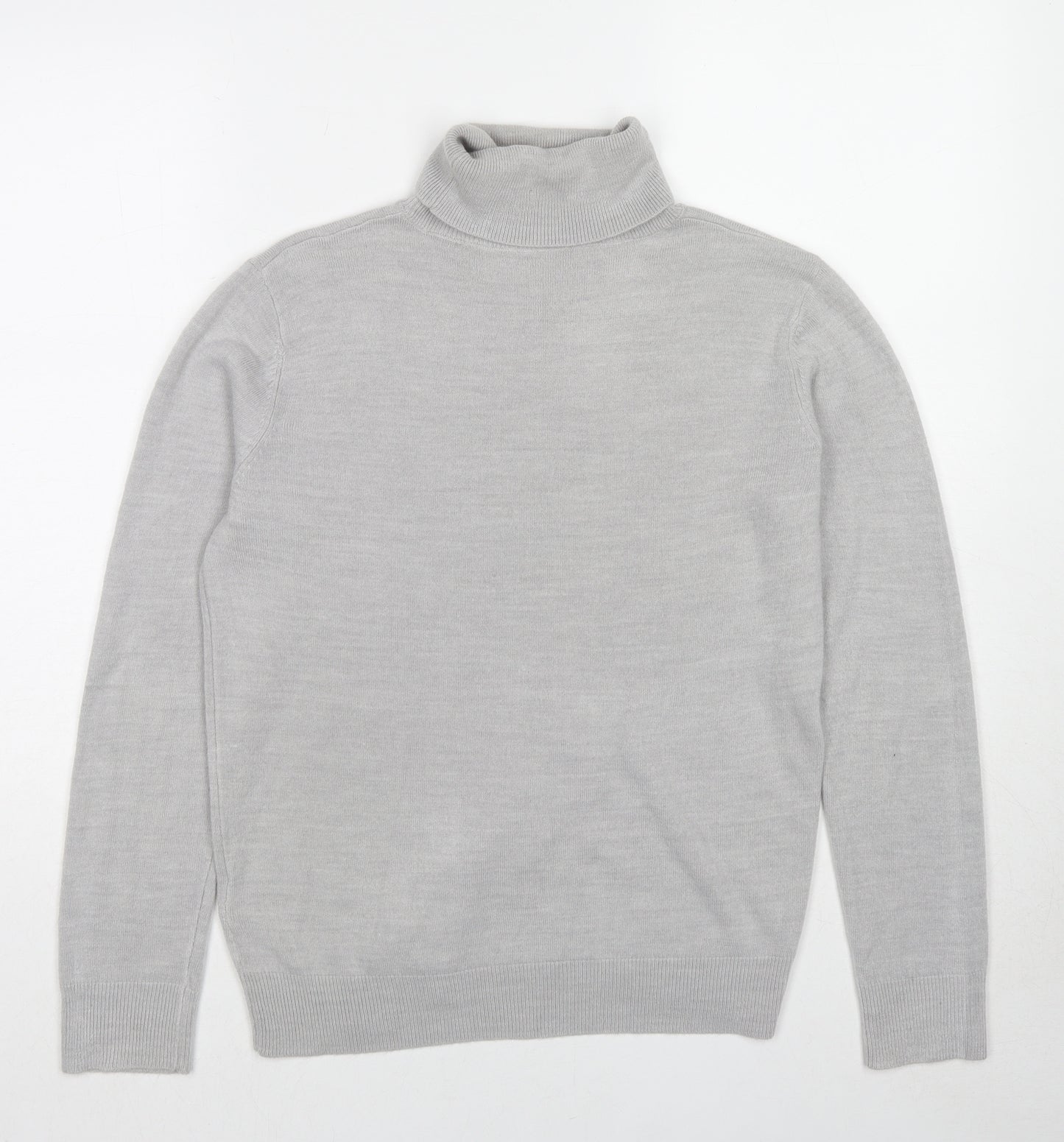 Marks and Spencer Womens Grey Roll Neck Acrylic Pullover Jumper Size 12