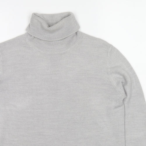 Marks and Spencer Womens Grey Roll Neck Acrylic Pullover Jumper Size 12