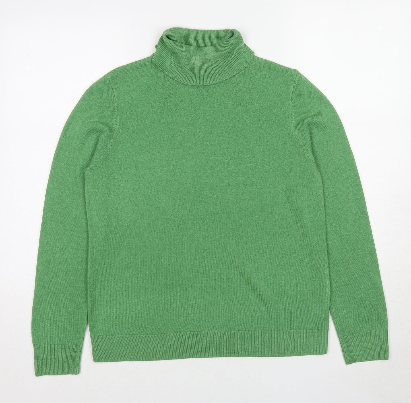 Marks and Spencer Womens Green Roll Neck Acrylic Pullover Jumper Size 14