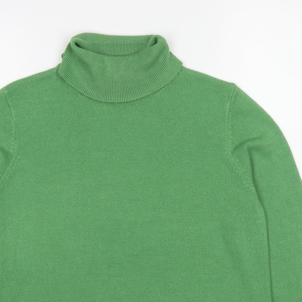 Marks and Spencer Womens Green Roll Neck Acrylic Pullover Jumper Size 14