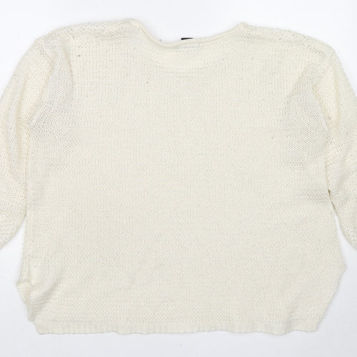 H&M Womens Ivory Round Neck Acrylic Pullover Jumper Size S