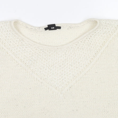 H&M Womens Ivory Round Neck Acrylic Pullover Jumper Size S
