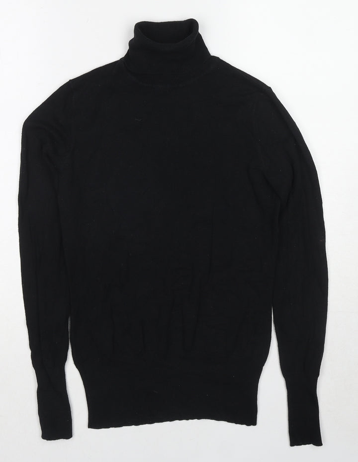 Oasis Womens Black Roll Neck Cotton Pullover Jumper Size XS