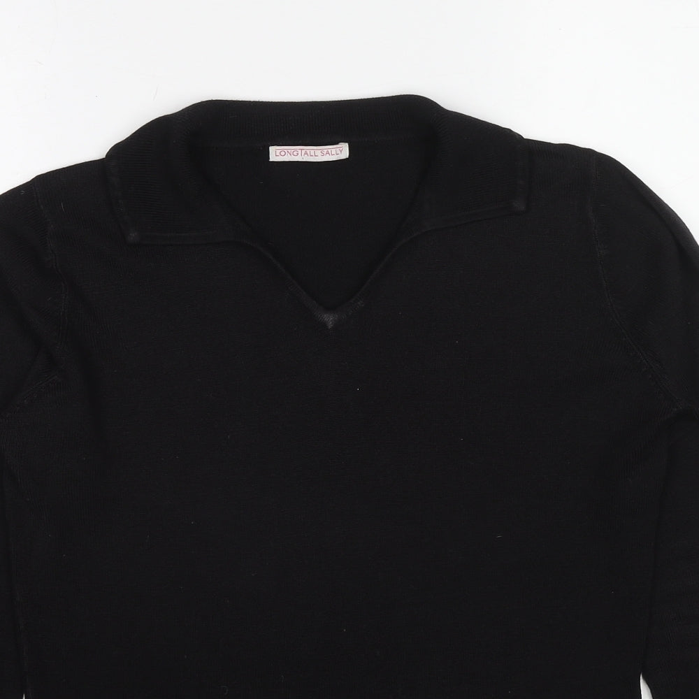 Long Tall Sally Womens Black Collared Acrylic Pullover Jumper Size 10 - Size 10-12
