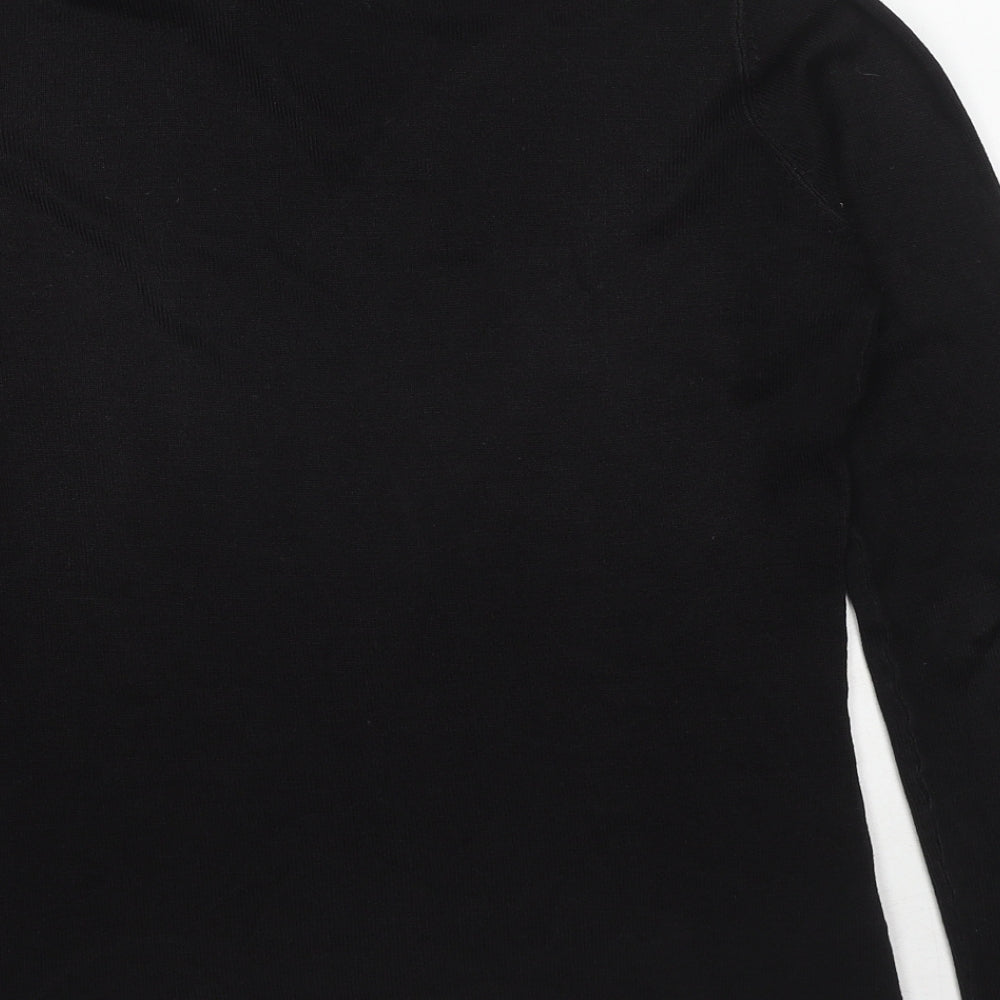 Long Tall Sally Womens Black Collared Acrylic Pullover Jumper Size 10 - Size 10-12