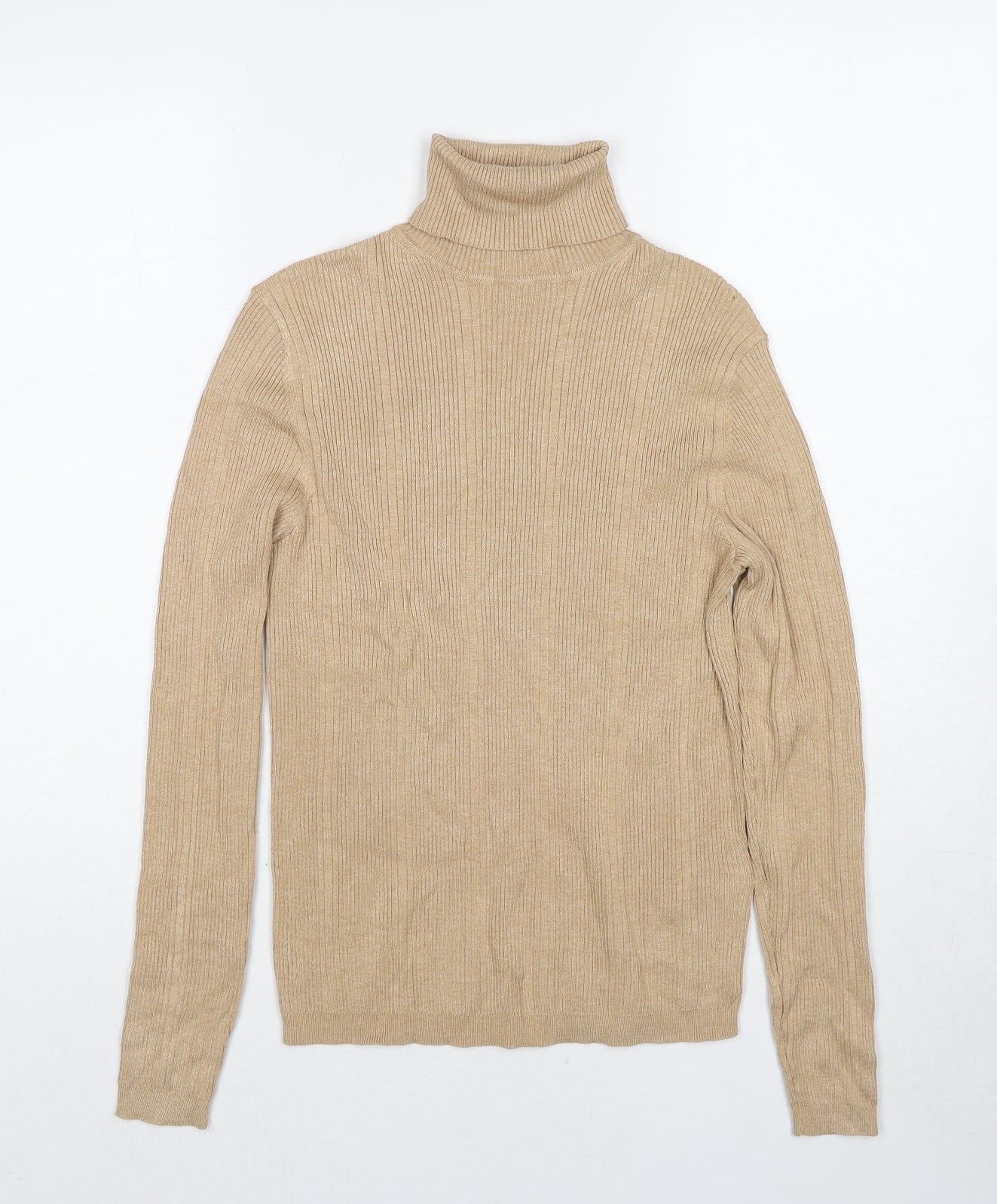Marks and Spencer Womens Beige Roll Neck Viscose Pullover Jumper Size 10
