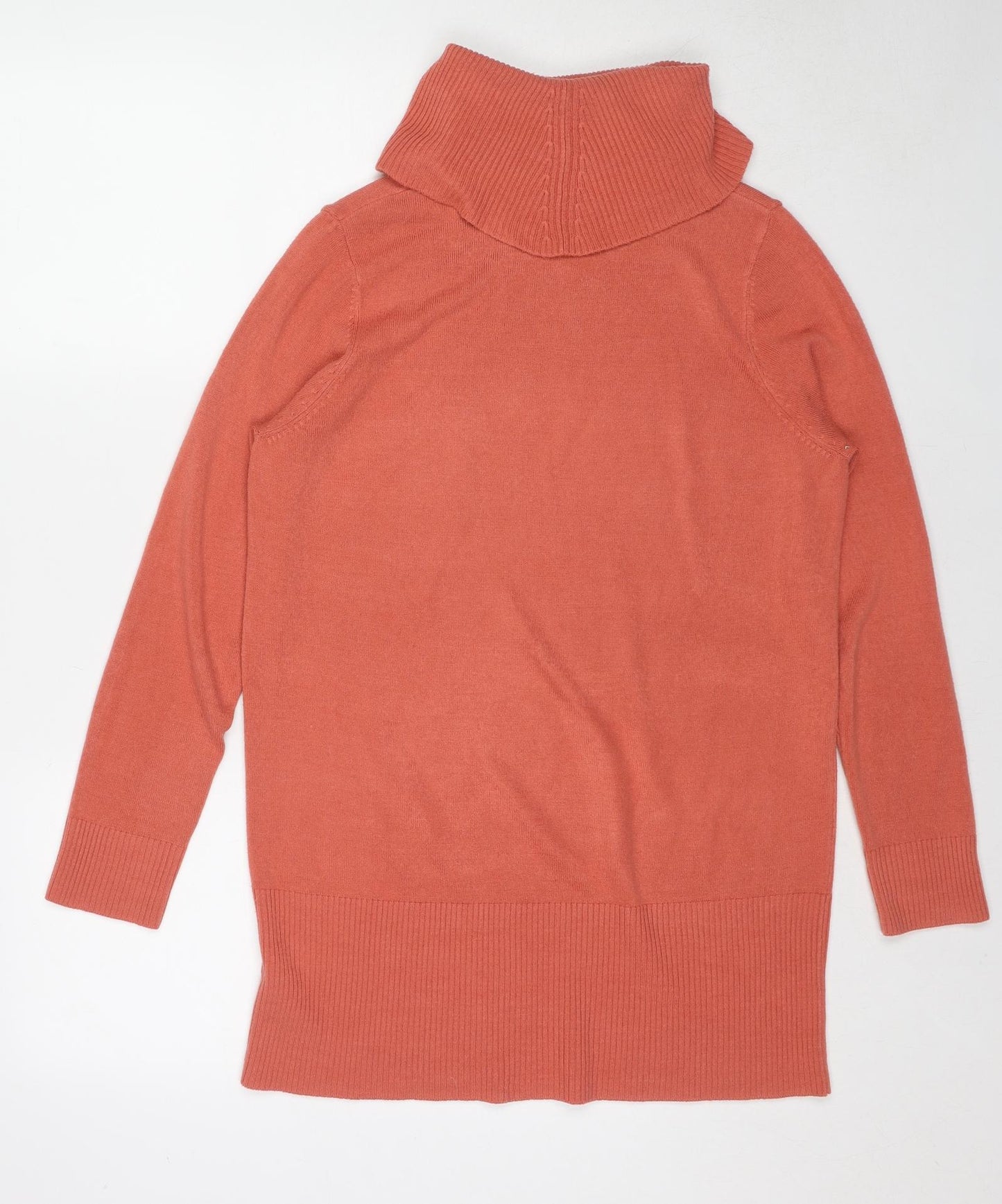 Marks and Spencer Womens Orange Roll Neck Acrylic Pullover Jumper Size 14