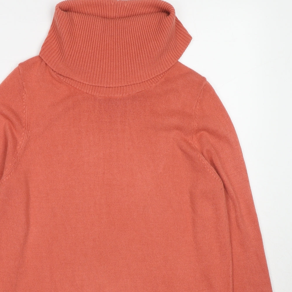 Marks and Spencer Womens Orange Roll Neck Acrylic Pullover Jumper Size 14